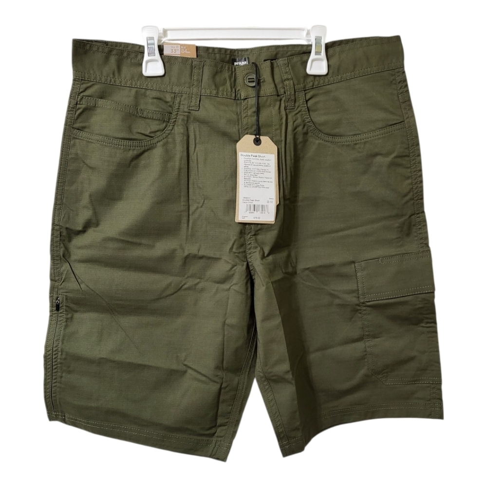 Prana Double Peak Short 8" Inseam Men's 33 Cargo‎ Tan Standard Fit Uti…